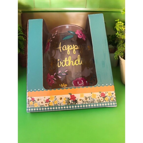 The Pioneer Woman 20oz Stemless Glass Happy Birthday Wine Glass NIB Prairie Ree - Picture 4 of 7